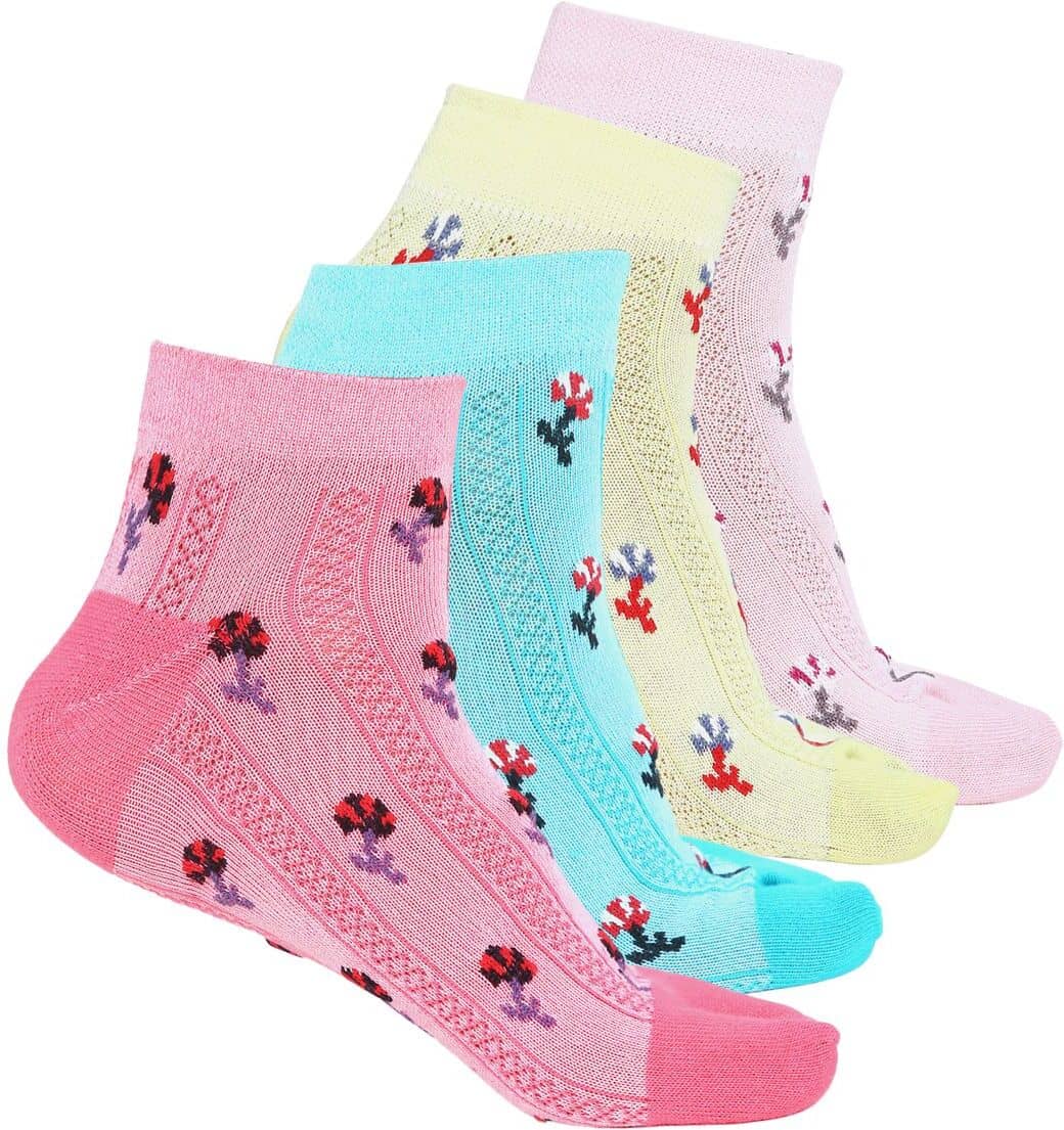 Kolor Fusion Cotton Blend Men's Printed Multicolor Ankle Length Socks ( Pack of 4 ) - Socks | Buy online on ZillyBuy