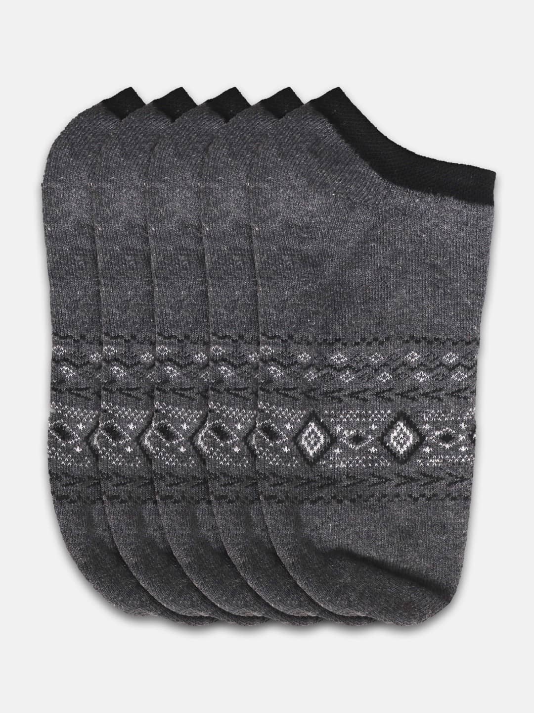 Kolor Fusion Cotton Blend Men's Printed Dark Grey Ankle Length Socks ( Pack of 5 ) - Socks | Buy online on ZillyBuy