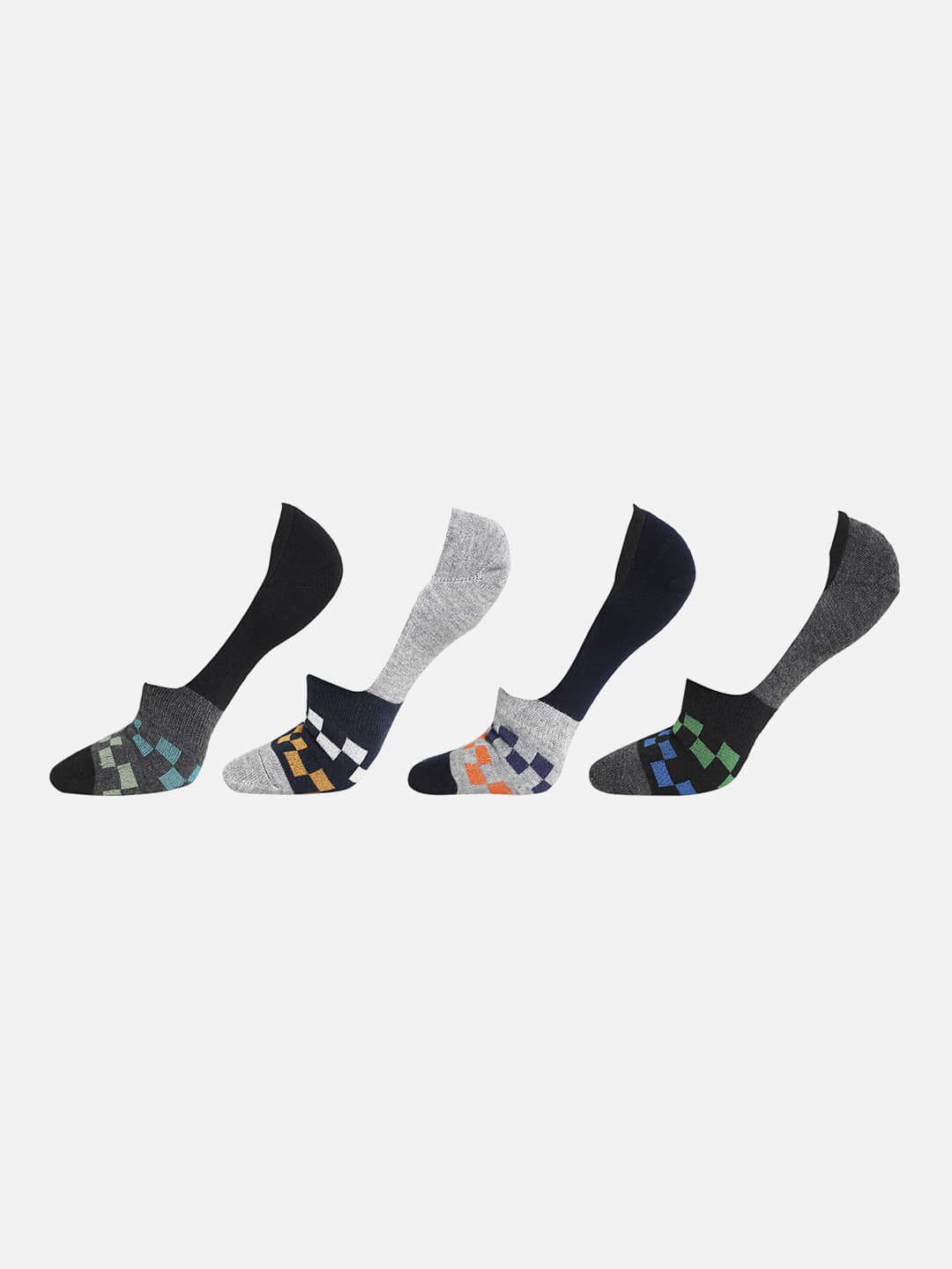 Kolor Fusion Cotton Blend Men's Checks Multicolor No Show Socks ( Pack of 4 ) - Socks | Buy online on ZillyBuy