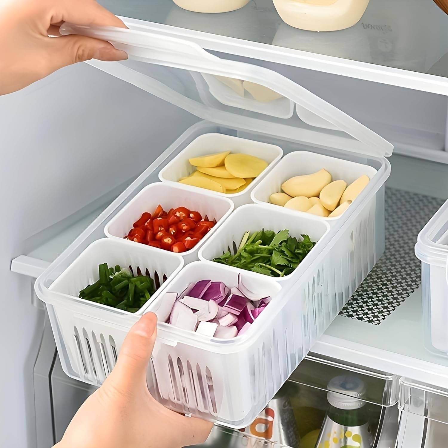     			NCMART Fridge Container Polyproplene White Multi-Purpose Container ( Set of 1 )