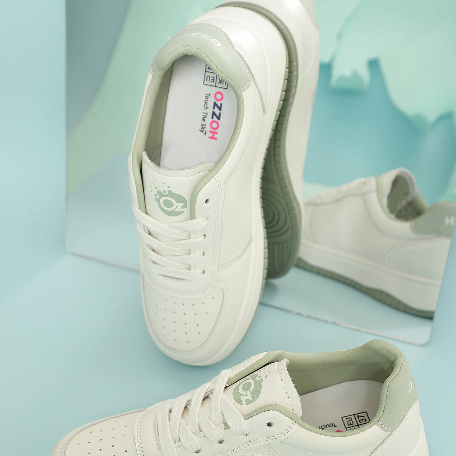     			OZZOH - Off White,Olive Women's Running Shoes