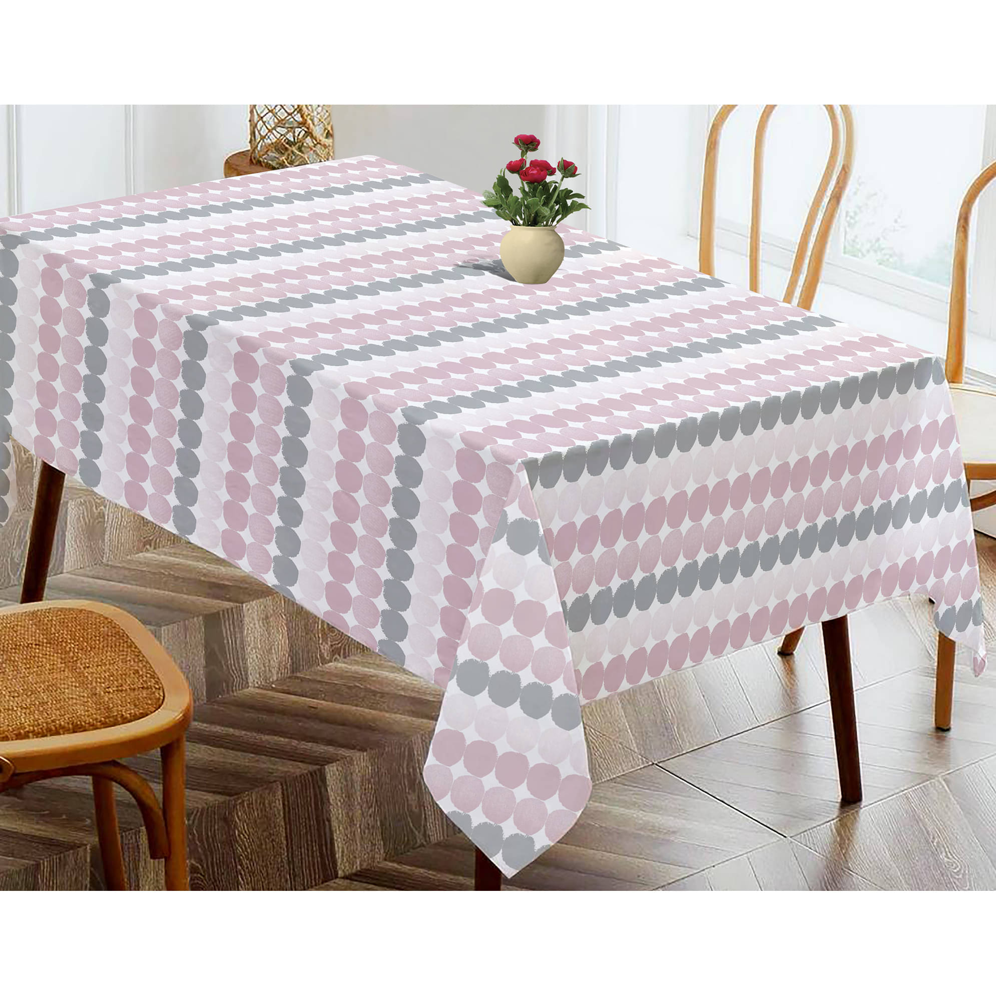 Oasis Hometex Printed Cotton 4 Seater Rectangle Table Cover ( 152 x 138 ) cm Pack of 1 Pink     			Oasis Hometex Printed Cotton 4 Seater Rectangle Table Cover ( 152 x 138 ) cm Pack of 1 Pink