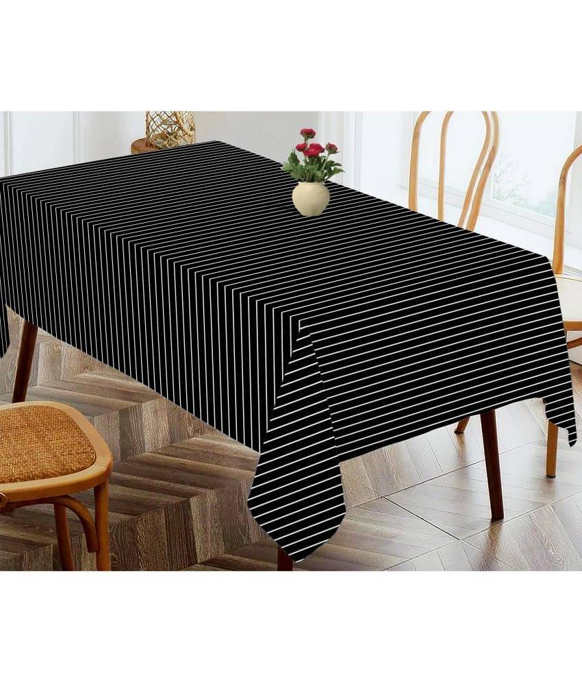 Oasis Hometex Striped Cotton 4 Seater Rectangle Table Cover ( 152 x 138 ) cm Pack of 1 Black     			Oasis Hometex Striped Cotton 4 Seater Rectangle Table Cover ( 152 x 138 ) cm Pack of 1 Black
