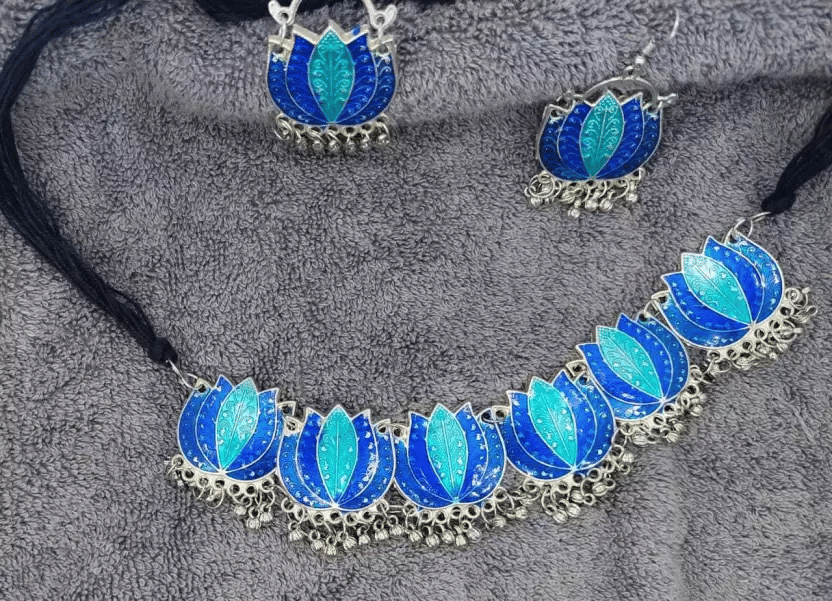 PUJVI Blue Alloy Necklace Set ( Pack of 1 )
