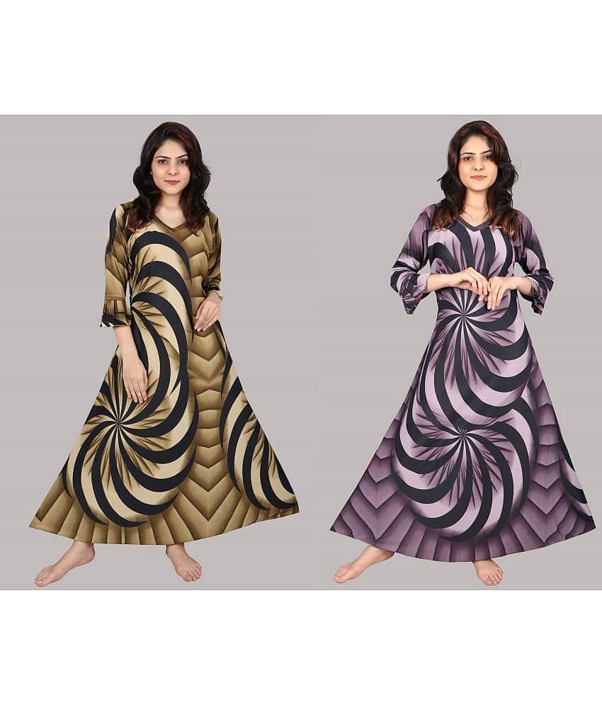 PURSA Wine,Light Grey Satin Women's Nightwear Nighty & Night Gowns ( Pack of 2 ) - Nightwear & Loungewear | Buy online on ZillyBuy