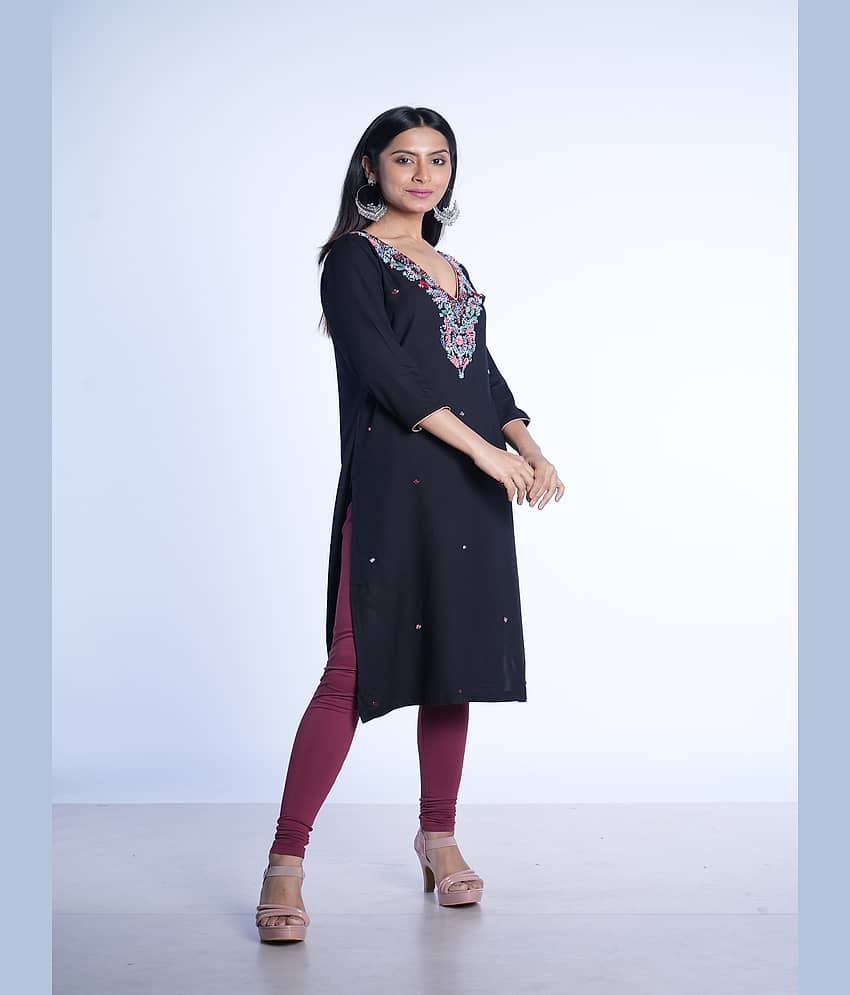 Q WOMANS PRIDE Cotton Embroidered A-line Women's Kurti - Black ( Pack of 1 ) - Kurtis, Tunics | Buy online on ZillyBuy