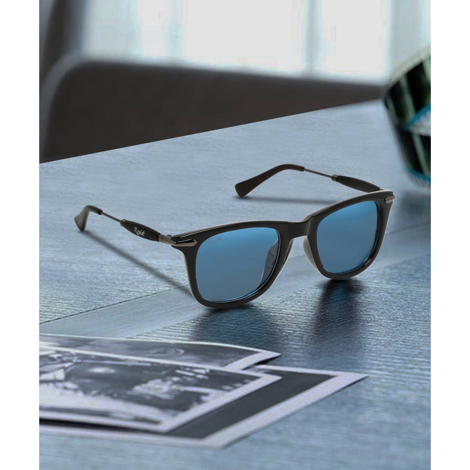     			RESIST EYEWEAR Black Rectangular Sunglasses ( Pack of 1 )