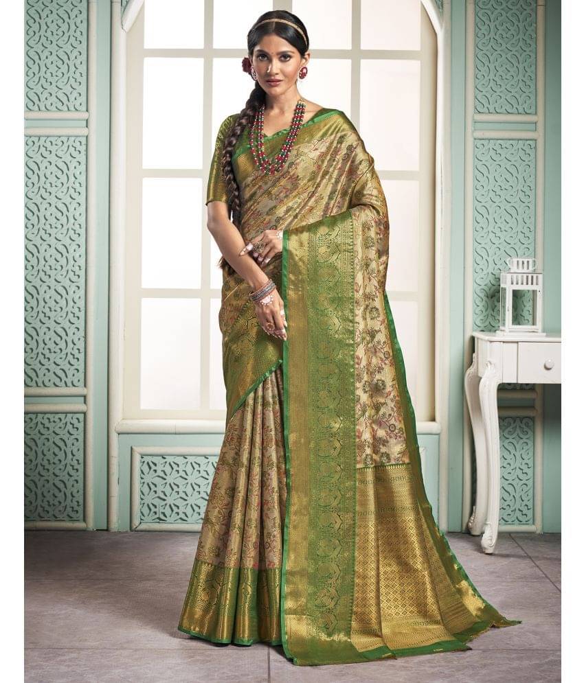     			Satrani Art Silk Woven Saree With Unstitched Blouse Piece ( Green )