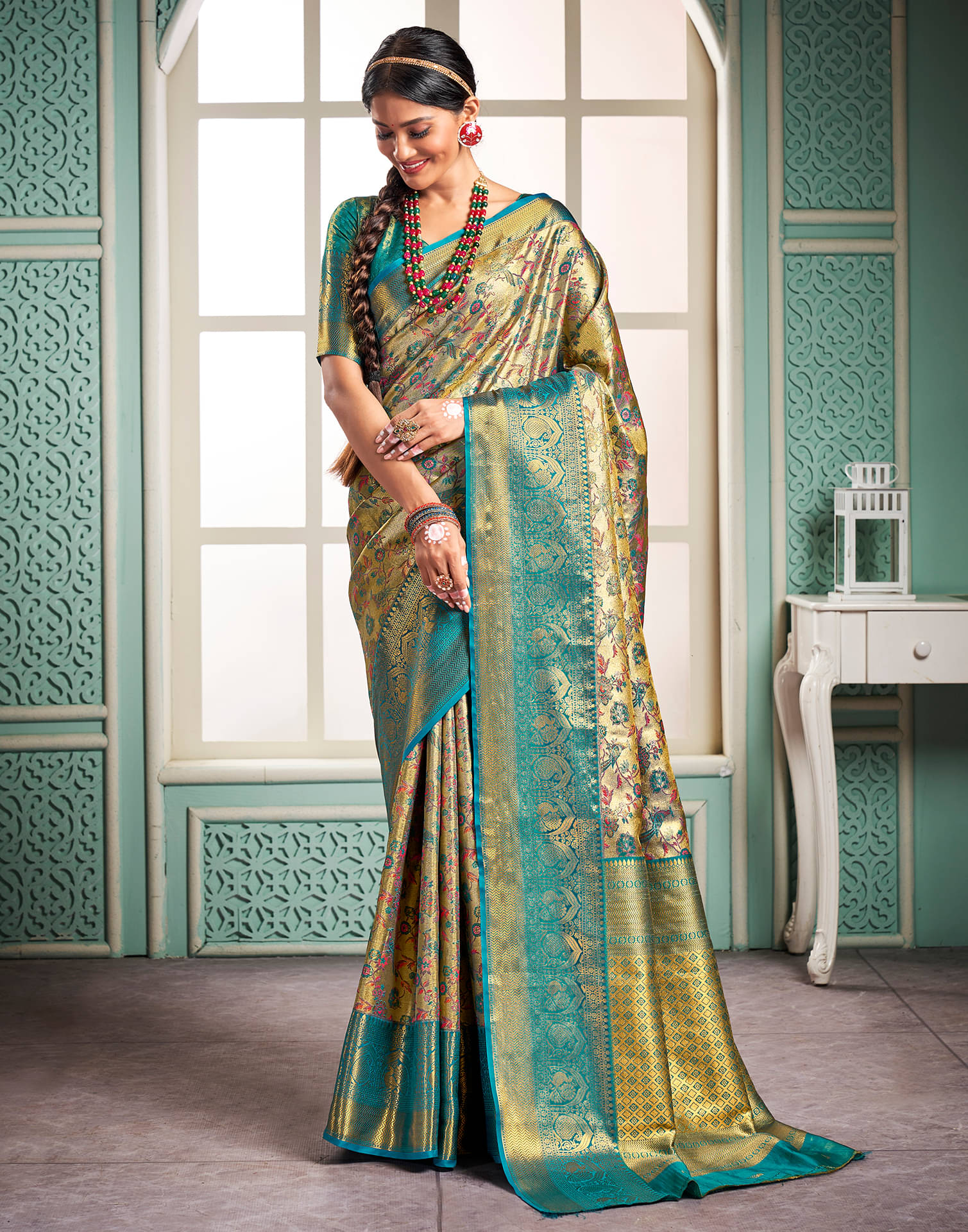 Satrani Art Silk Woven Saree With Unstitched Blouse Piece ( Teal ) Satrani Art Silk Woven Saree With Unstitched Blouse Piece ( Teal )
