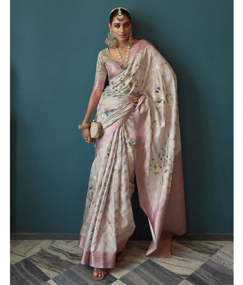     			Satrani Cotton Silk Woven Saree With Unstitched Blouse Piece ( Off White )