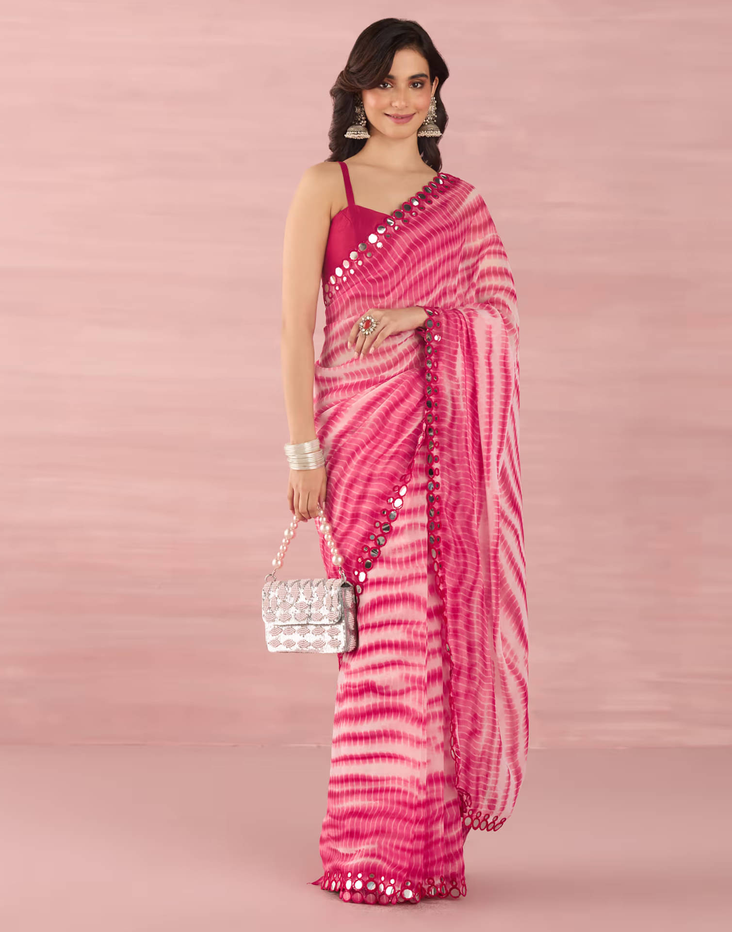 Satrani Georgette Printed Saree With Unstitched Blouse Piece ( Pink ) Satrani Georgette Printed Saree With Unstitched Blouse Piece ( Pink )