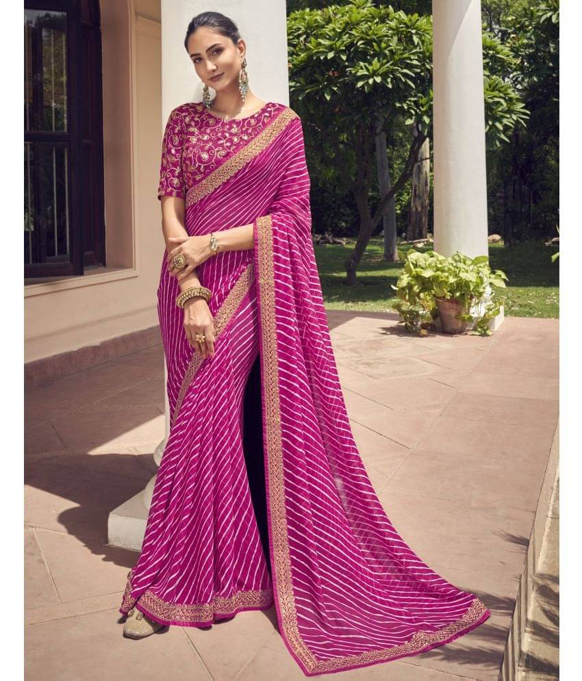 Satrani Georgette Printed Saree With Unstitched Blouse Piece ( Pink ) Satrani Georgette Printed Saree With Unstitched Blouse Piece ( Pink )