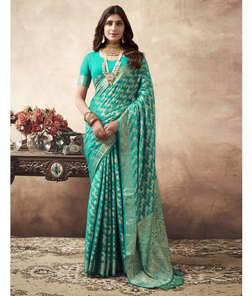     			Satrani Georgette Woven Saree With Unstitched Blouse Piece ( Rama )