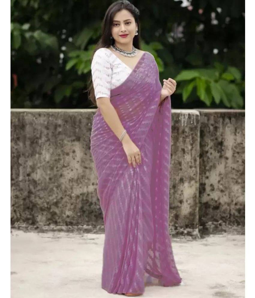     			Satrani Georgette Woven Saree With Unstitched Blouse Piece ( Purple )