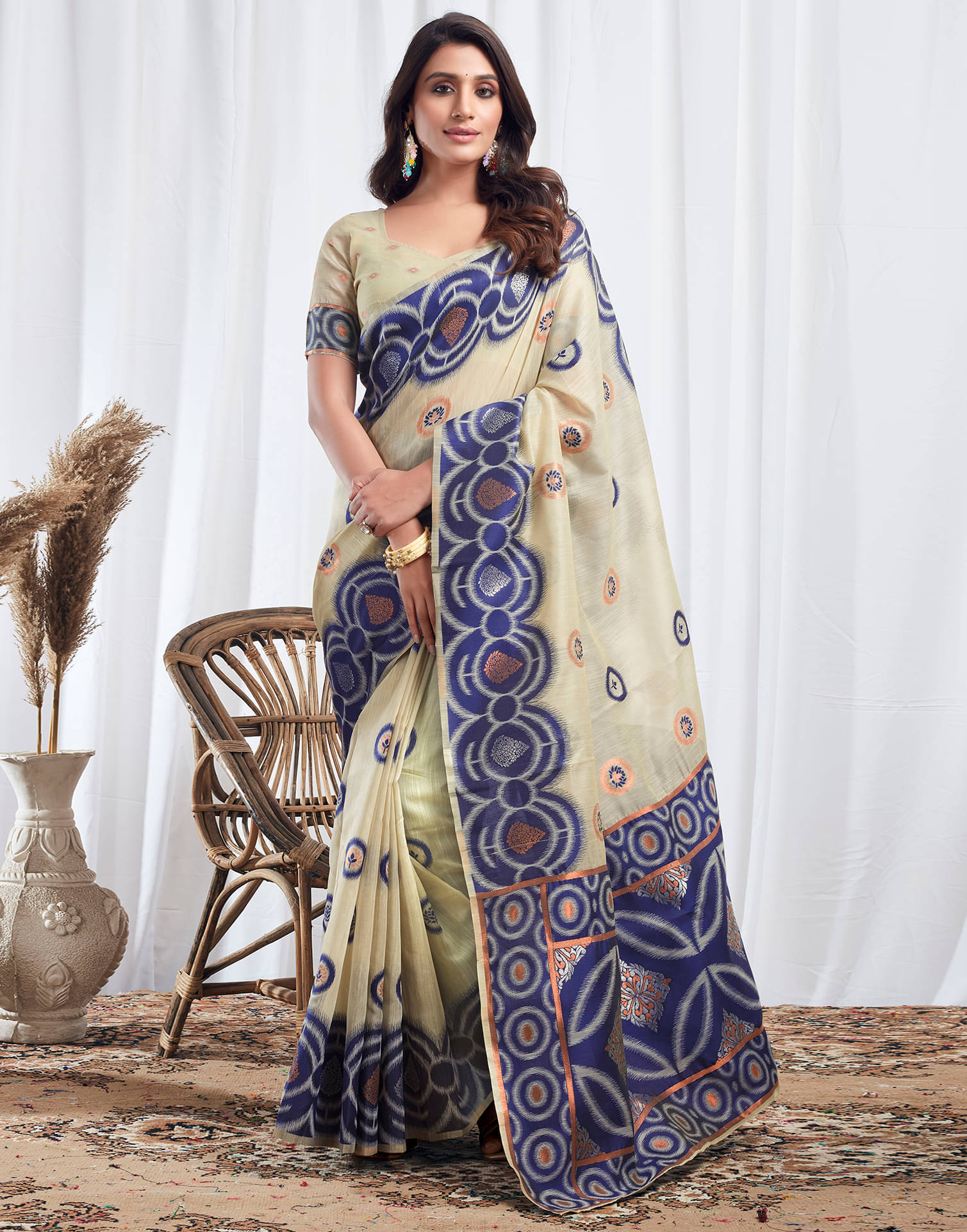     			Satrani Linen Self Design Saree With Unstitched Blouse Piece ( Light Green )