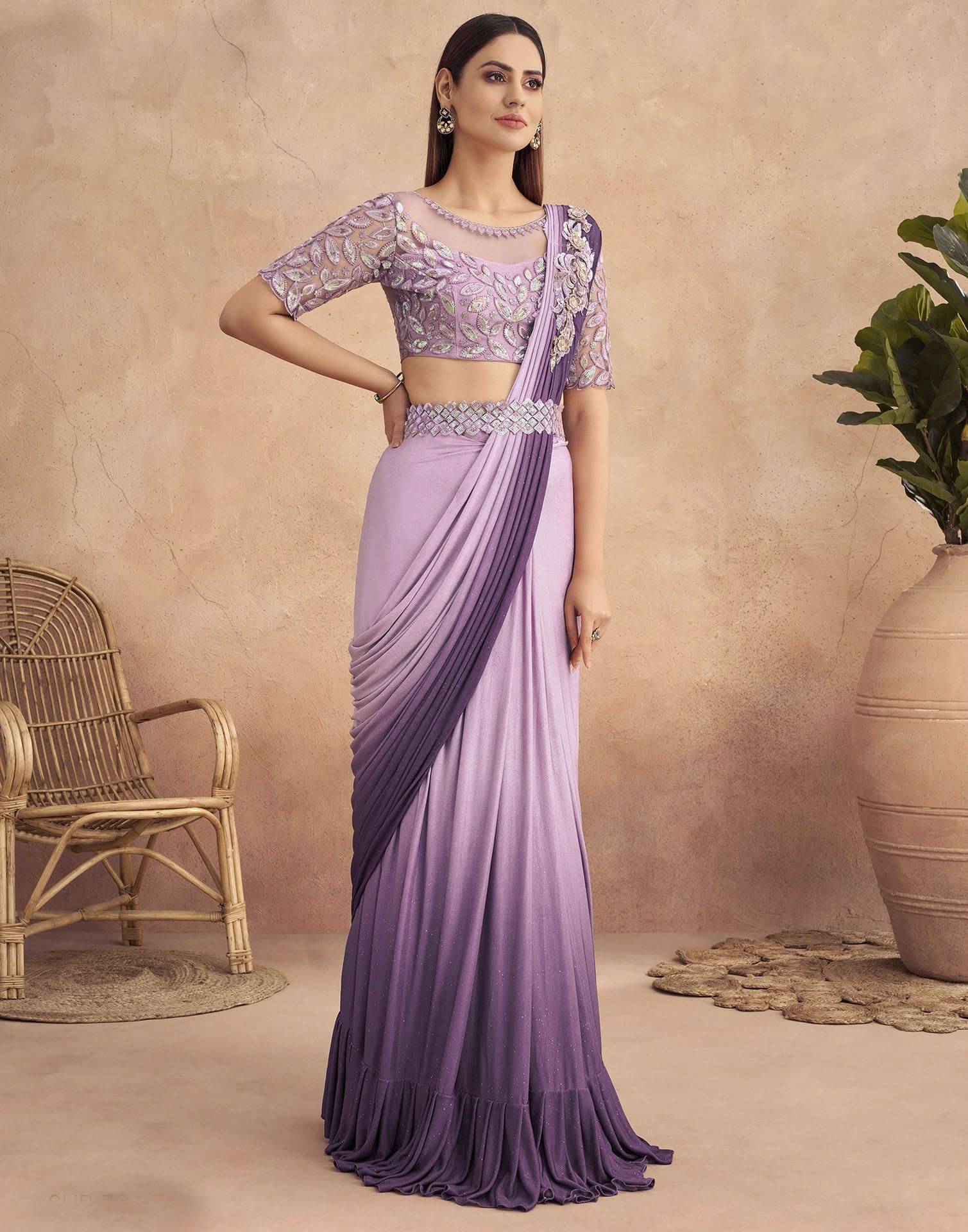 Satrani Lycra Solid Ready to Wear Saree With Unstitched Blouse Piece ( Pink ) Satrani Lycra Solid Ready to Wear Saree With Unstitched Blouse Piece ( Pink )