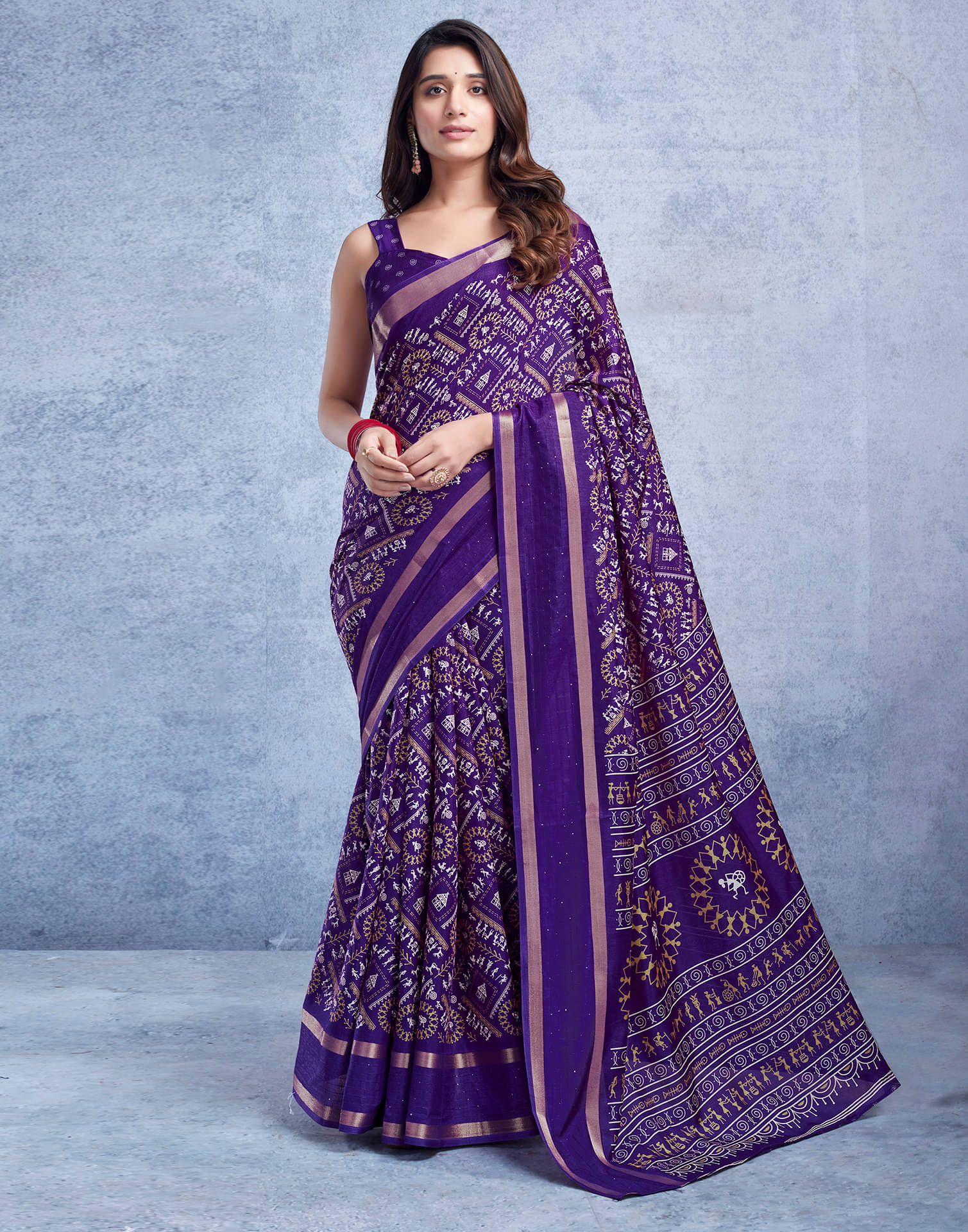 Satrani Silk Printed Saree With Unstitched Blouse Piece ( Purple ) Satrani Silk Printed Saree With Unstitched Blouse Piece ( Purple )