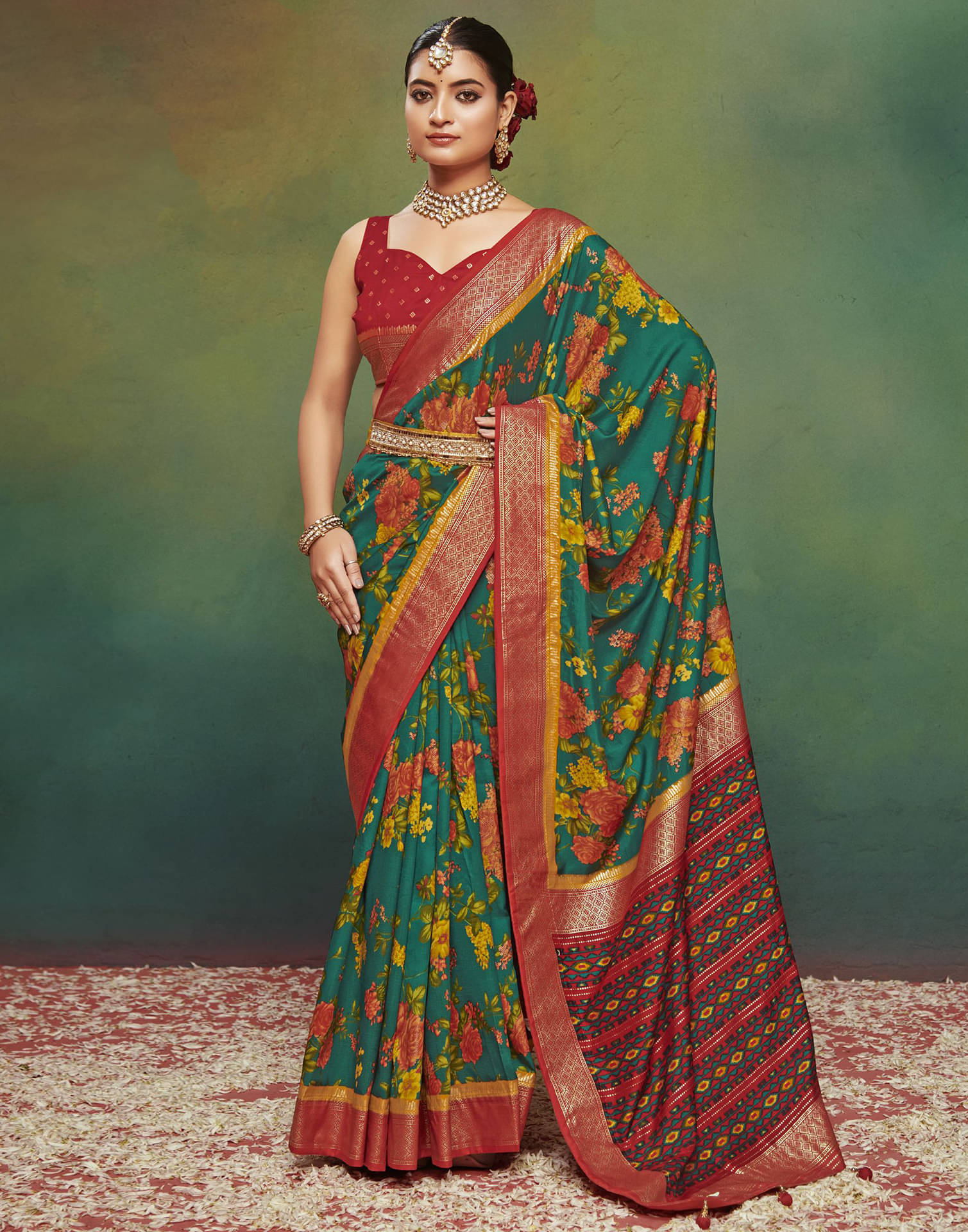 Satrani Silk Printed Saree With Unstitched Blouse Piece ( Green ) Satrani Silk Printed Saree With Unstitched Blouse Piece ( Green )