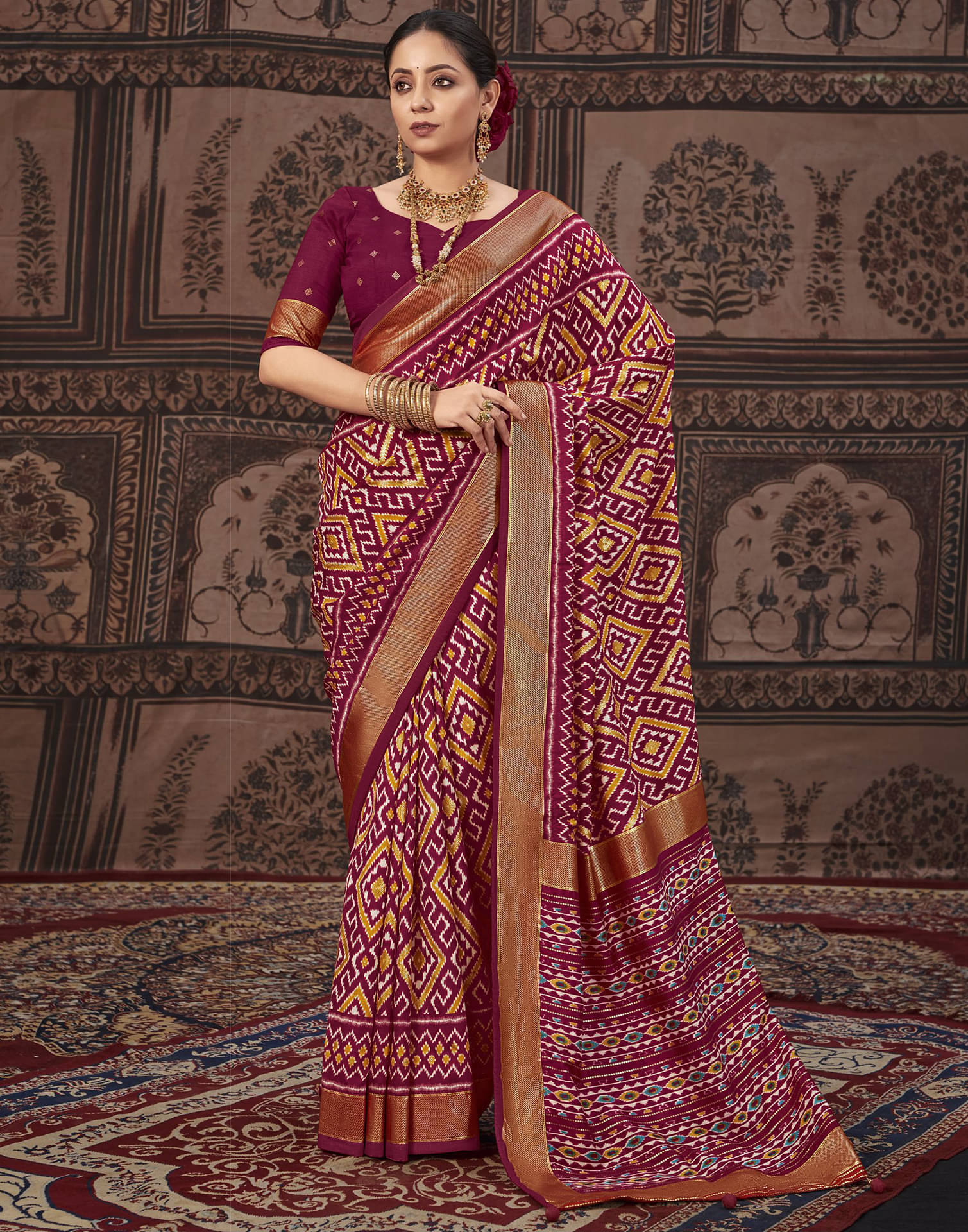 Satrani Silk Printed Saree With Unstitched Blouse Piece ( Maroon ) Satrani Silk Printed Saree With Unstitched Blouse Piece ( Maroon )