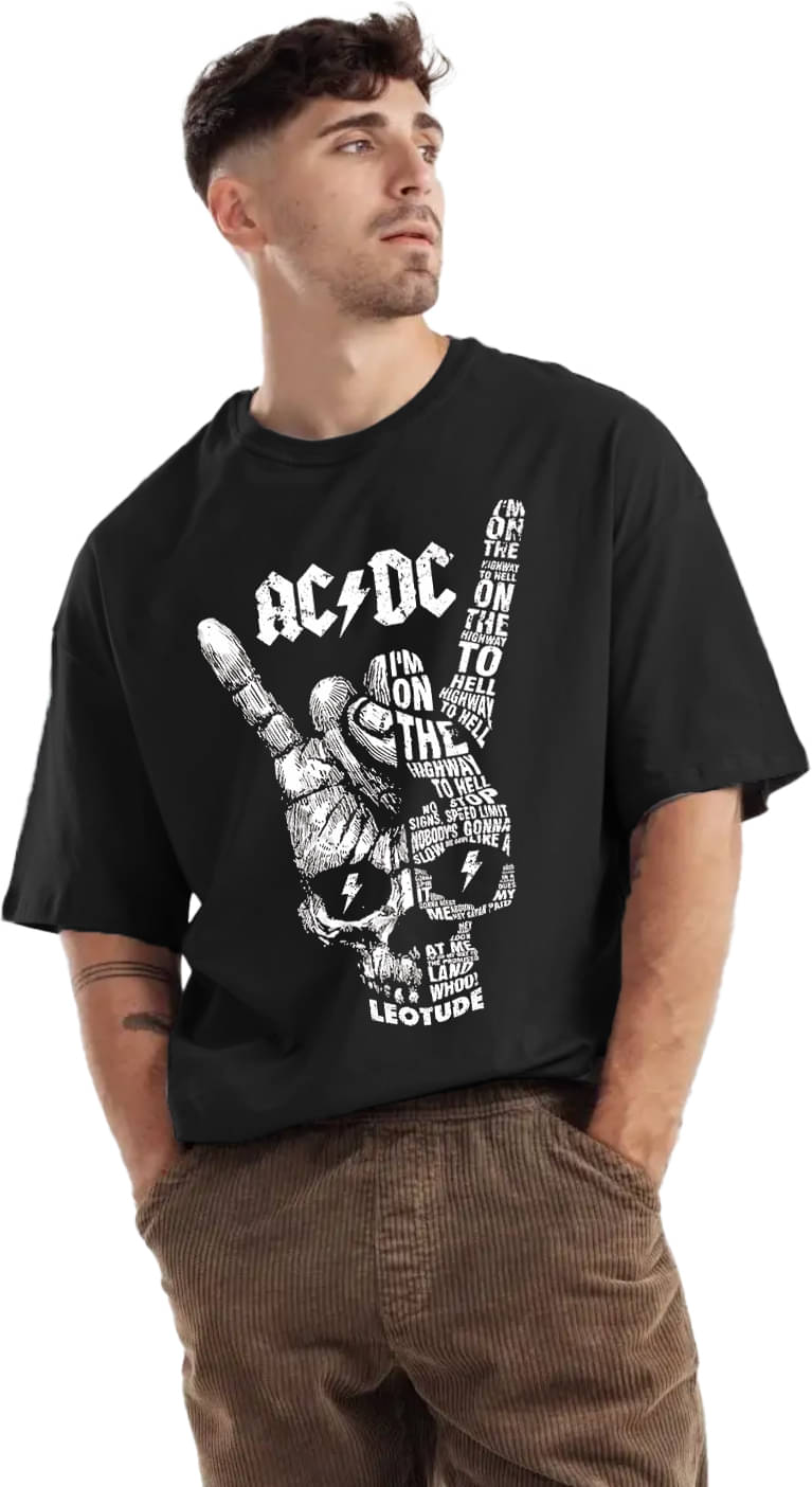    			Trond Men 100% Cotton Oversized Fit Printed T-Shirt ( Black )