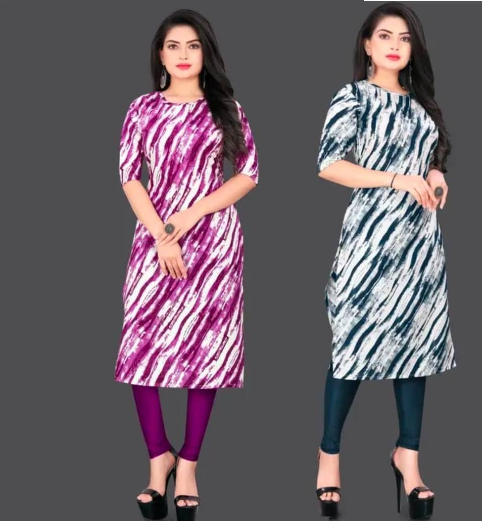 VACHHARAJ GROUP Crepe Self Design A-line Women's Kurti - Multicoloured ( Pack of 2 ) - Kurtis, Tunics | Buy online on ZillyBuy