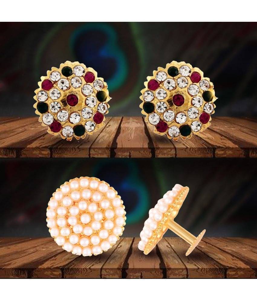     			VIVASTRI Golden Stud Earrings ( Pack of 2 )