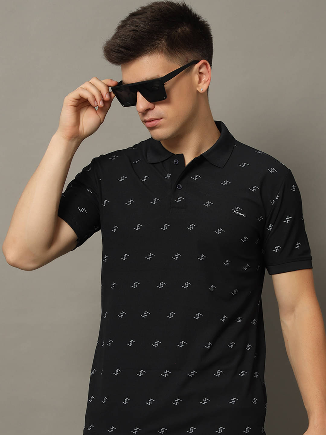 WESTMAN Pack of 1 Cotton Blend Regular Fit Printed Half Sleeves Men's Polo T Shirt ( Black ) WESTMAN Pack of 1 Cotton Blend Regular Fit Printed Half Sleeves Men's Polo T Shirt ( Black )