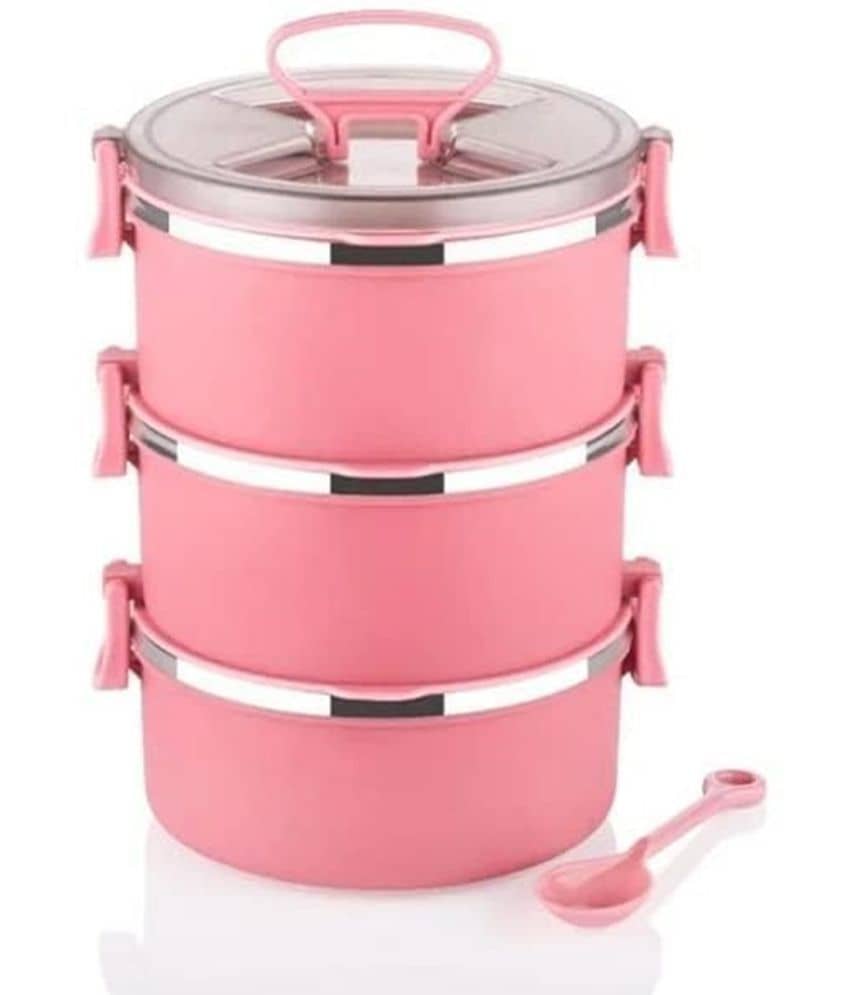 iview kitchenware School/College/Office Stainless Steel Lunch Box 3 - Container ( Pack of 1 )