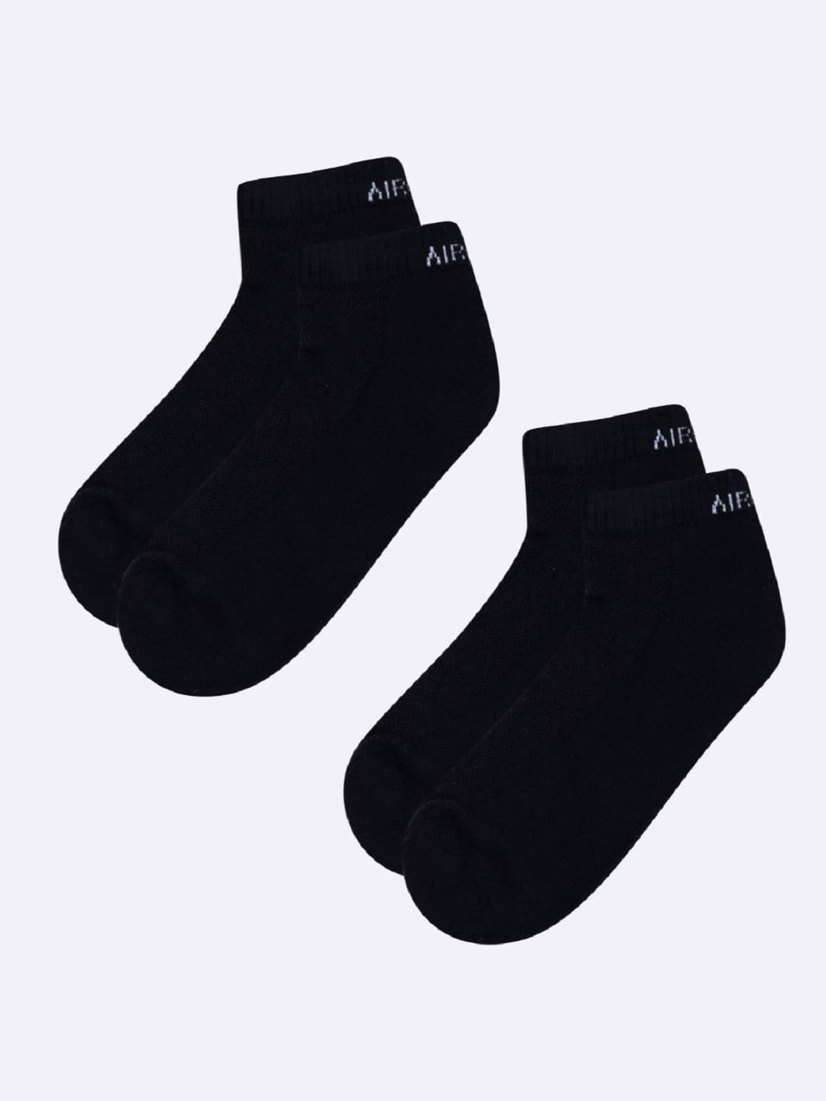     			AIR GARB Cotton Men's Printed Black Low Ankle Socks ( Pack of 2 )
