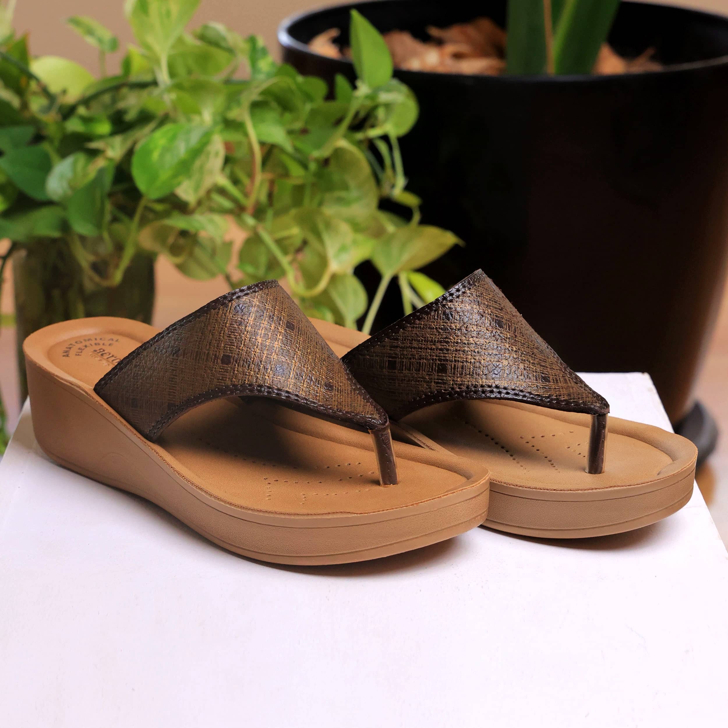 Aerowalk Brown Women's Slip On Heels - Heels | Buy online on ZillyBuy