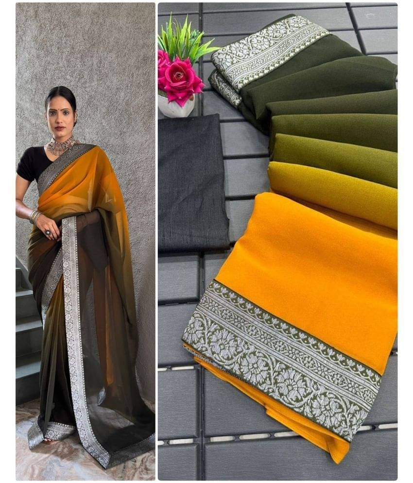     			Apnisha Georgette Solid Saree With Unstitched Blouse Piece ( Grey )