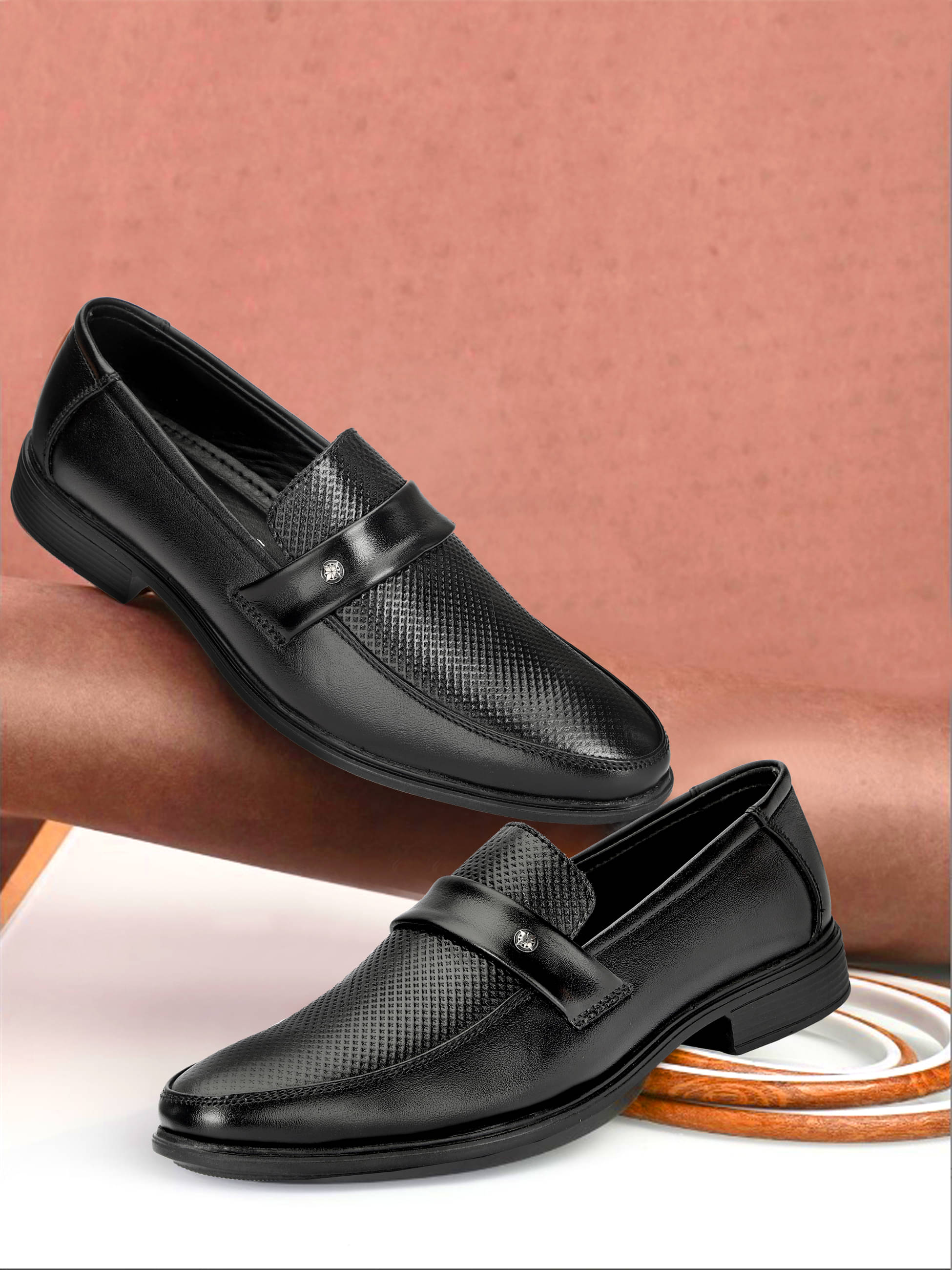     			Buxton Black Men's Slip On Formal Shoes