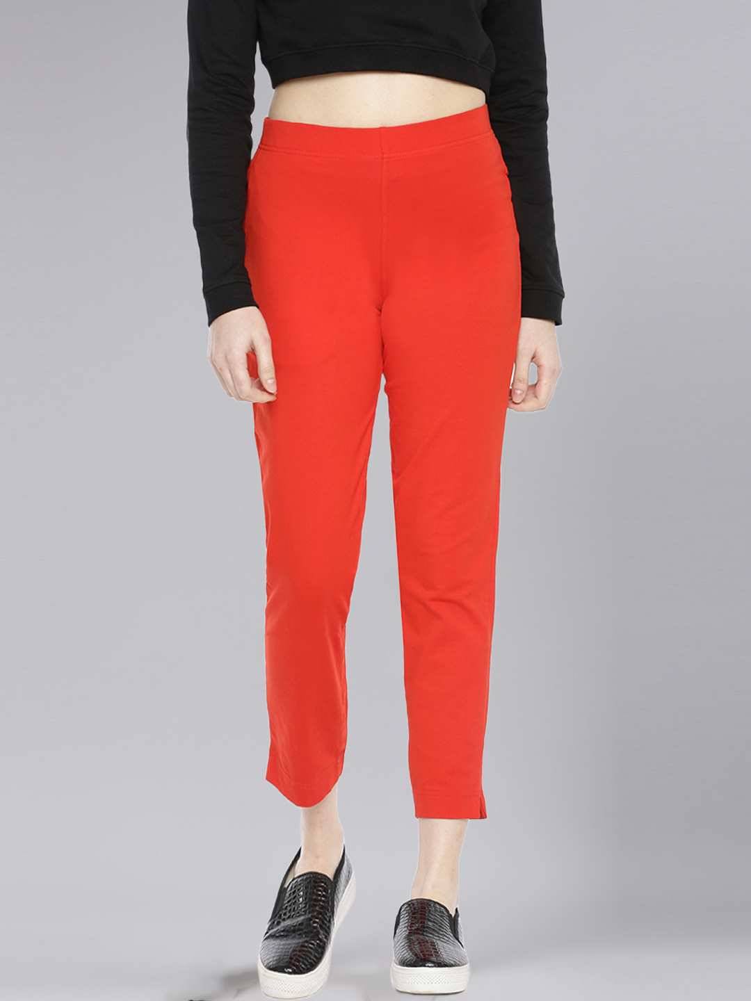     			Dollar Missy - Red Cotton Blend Women's Straight Pant ( Pack of 1 )