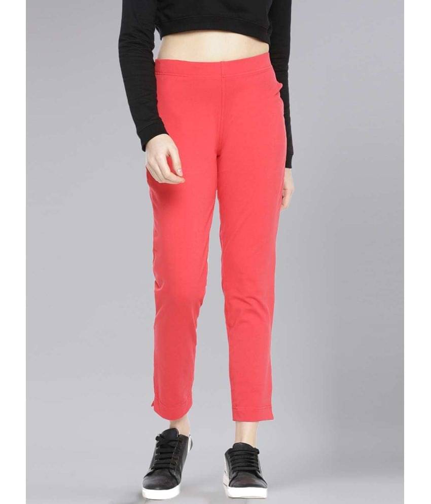     			Dollar Missy - Red Cotton Blend Women's Straight Pant ( Pack of 1 )