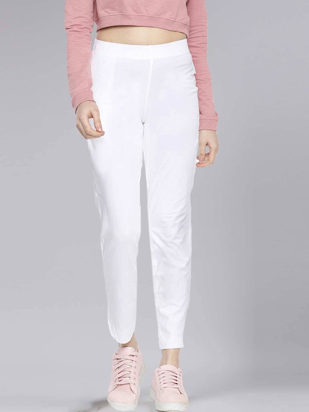     			Dollar Missy - White Cotton Blend Women's Straight Pant ( Pack of 1 )