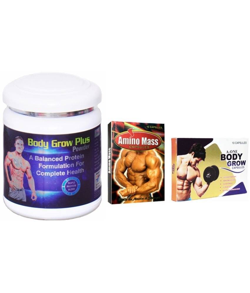Dr. Chopra GG A-One 10no.s & Amino Mass 10no.s Cap & Rikhi Body Grow Plus 300 gm Chocolate Single Pack Dr. Chopra GG A-One 10no.s & Amino Mass 10no.s Cap & Rikhi Body Grow Plus 300 gm Chocolate Single Pack