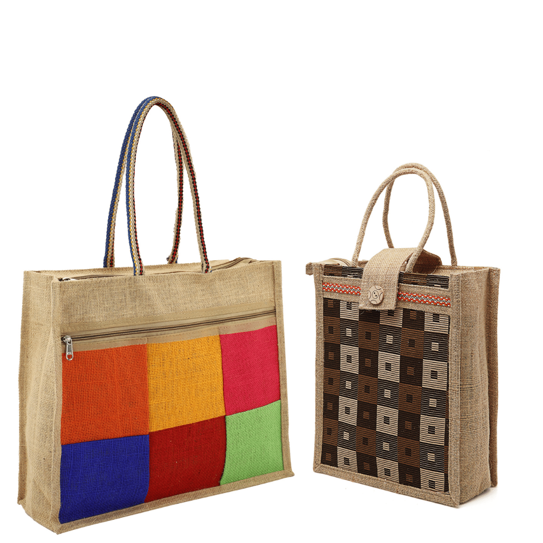     			ENSAC Handheld Jute Set of 2 ( Dark Grey )