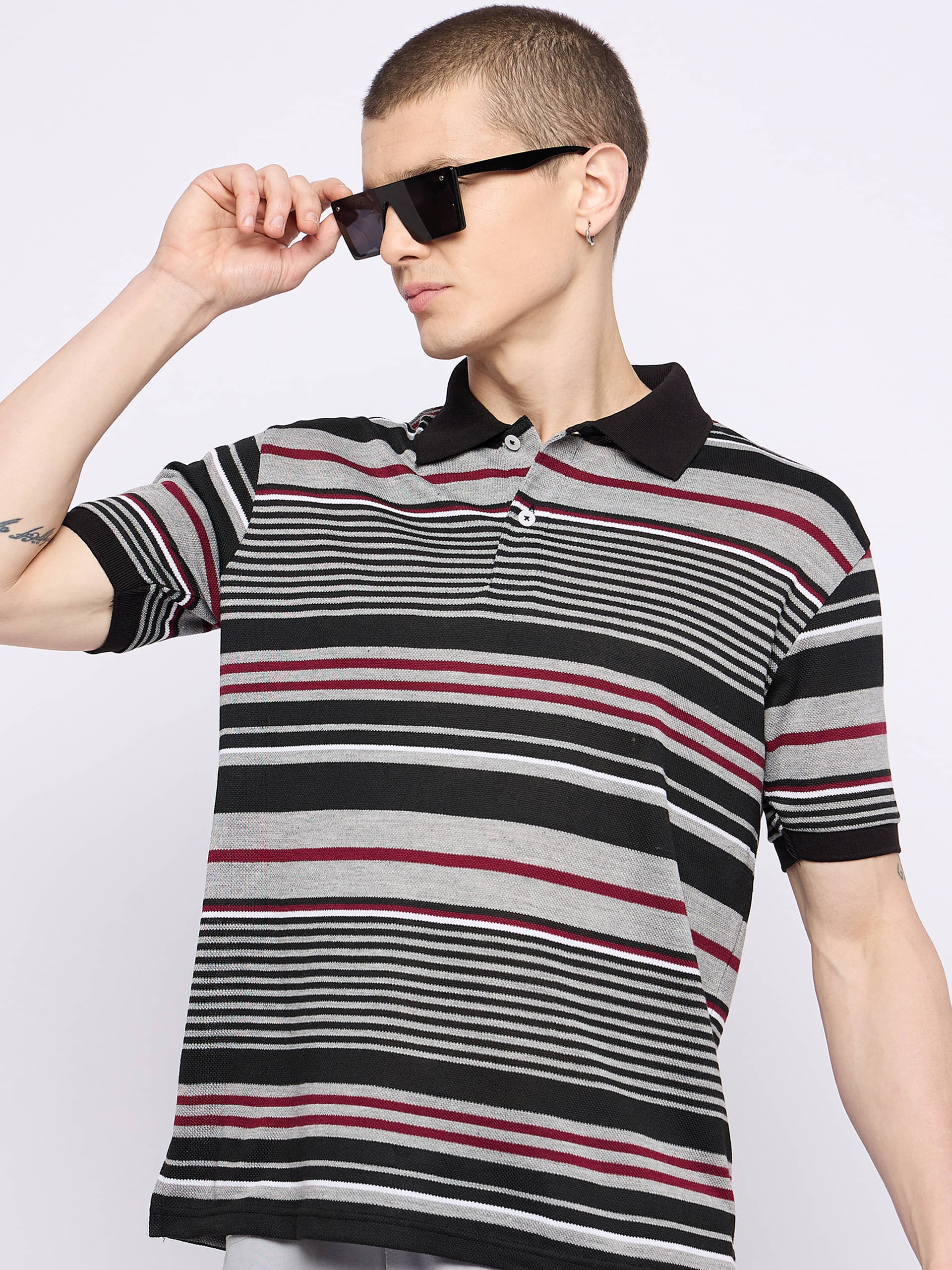 GET GOLF Pack of 1 Cotton Blend Regular Fit Striped Half Sleeves Men's Polo T Shirt ( Multicolor )     			GET GOLF Pack of 1 Cotton Blend Regular Fit Striped Half Sleeves Men's Polo T Shirt ( Multicolor )
