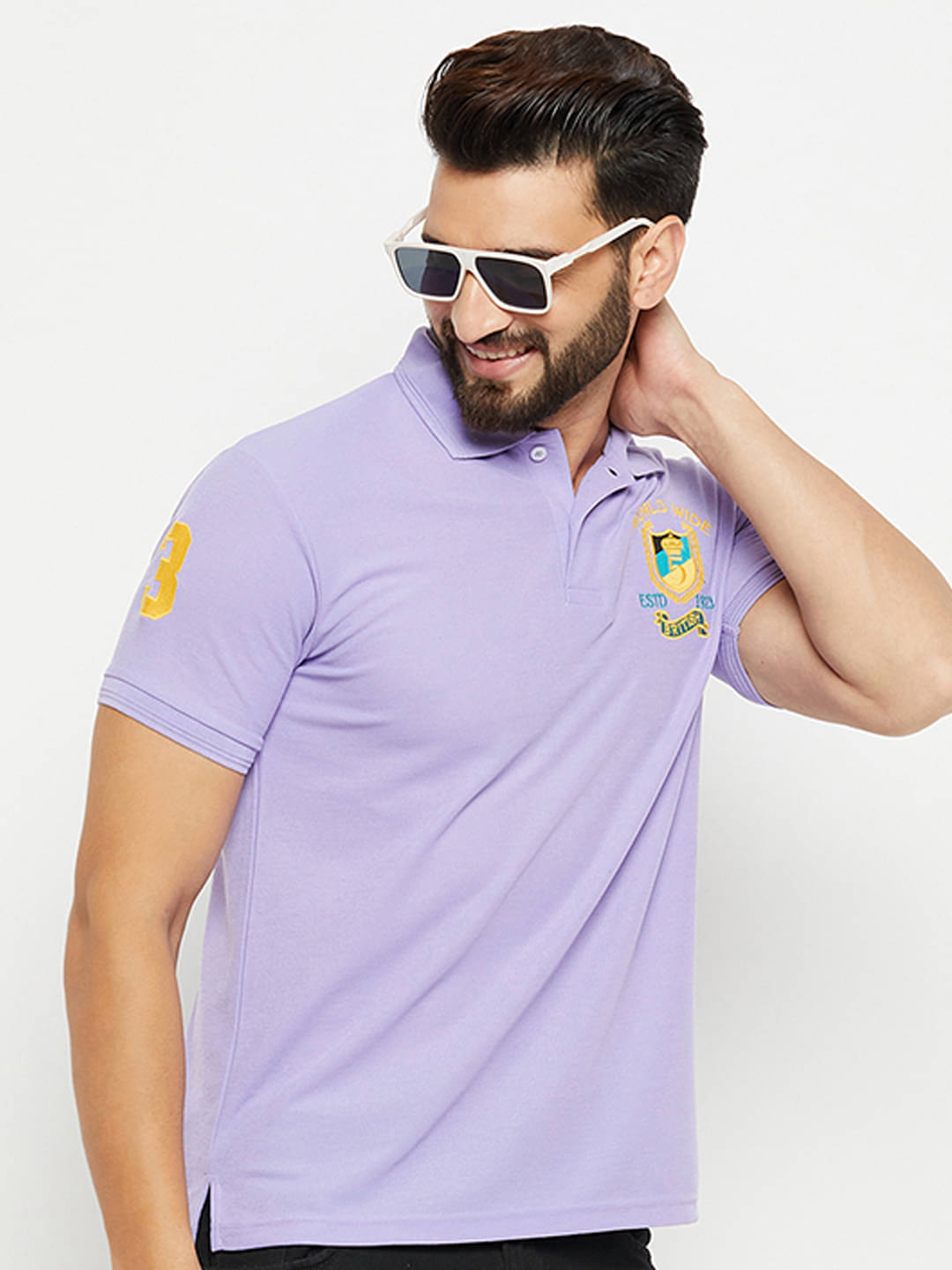 GET GOLF Pack of 1 Cotton Blend Regular Fit Embroidered Half Sleeves Men's Polo T Shirt ( Lavender ) GET GOLF Pack of 1 Cotton Blend Regular Fit Embroidered Half Sleeves Men's Polo T Shirt ( Lavender )