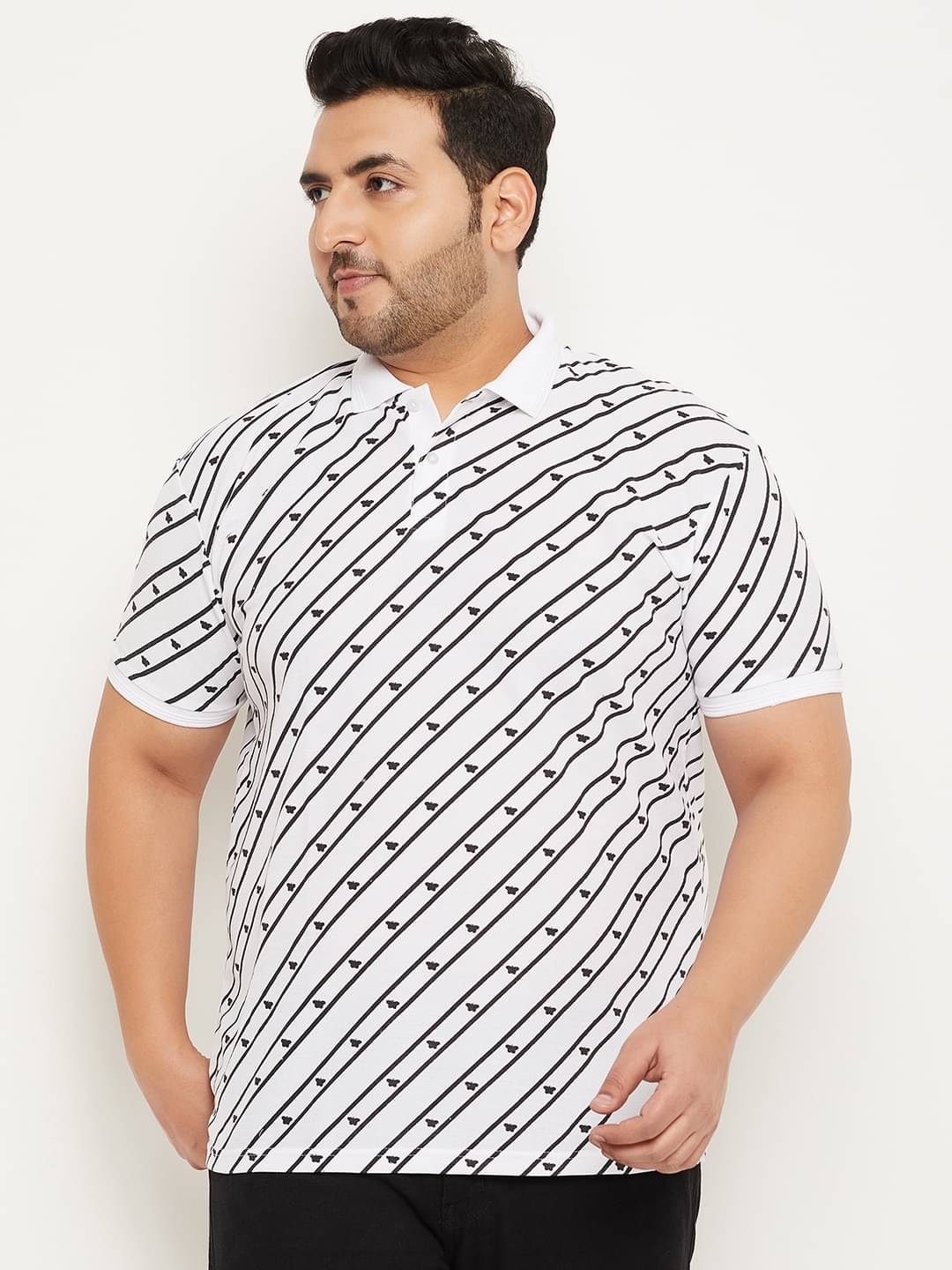    			GET GOLF Pack of 1 Cotton Blend Regular Fit Striped Half Sleeves Men's Polo T Shirt ( White )