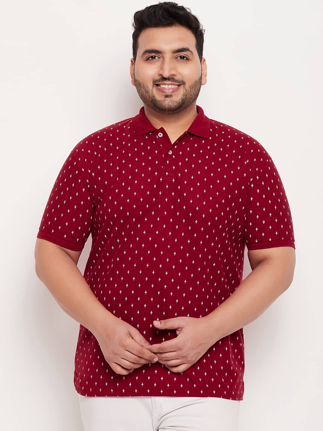 GET GOLF Pack of 1 Cotton Blend Regular Fit Printed Half Sleeves Men's Polo T Shirt ( Maroon )