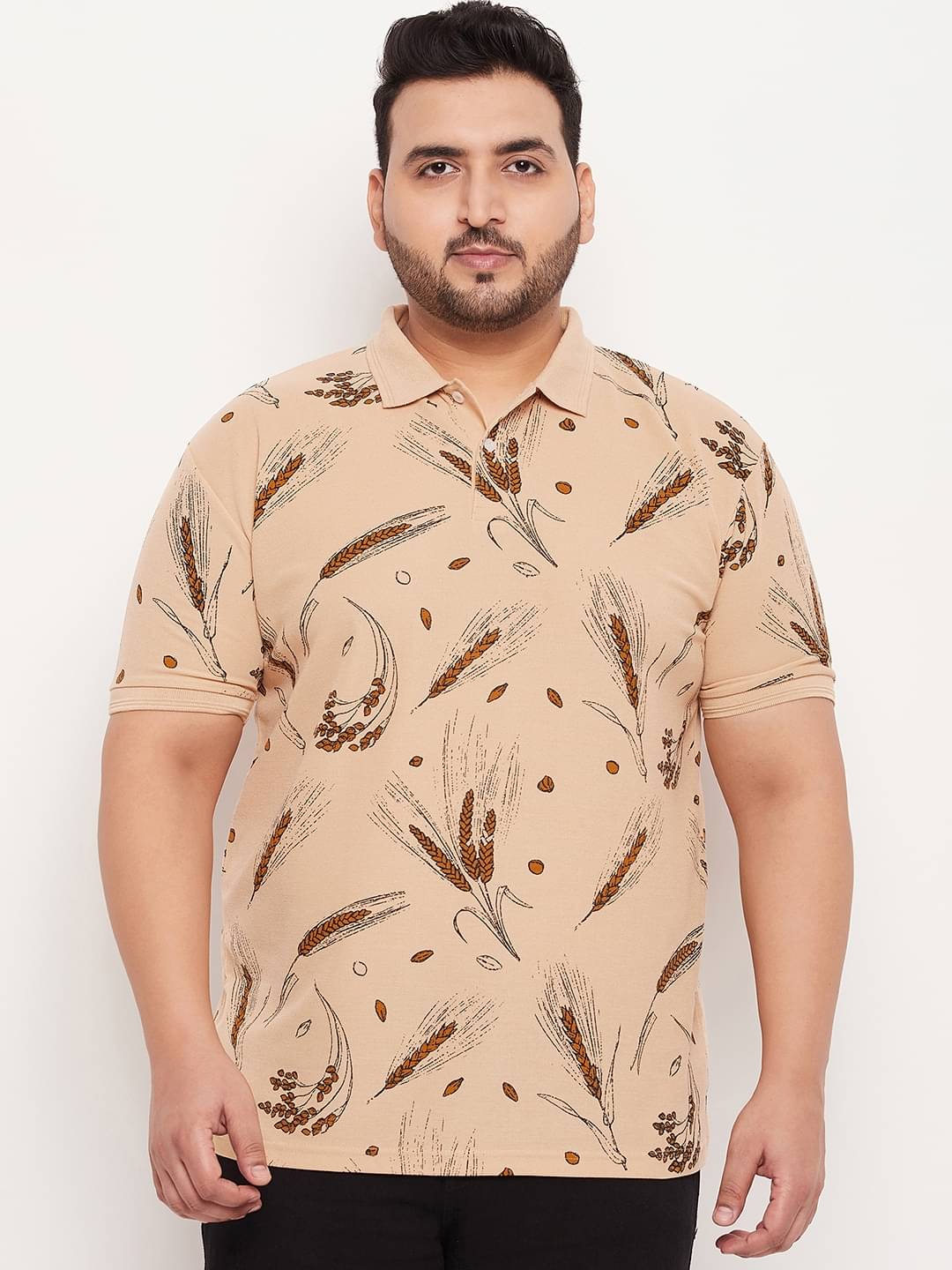     			GET GOLF Pack of 1 Cotton Blend Regular Fit Printed Half Sleeves Men's Polo T Shirt ( Beige )