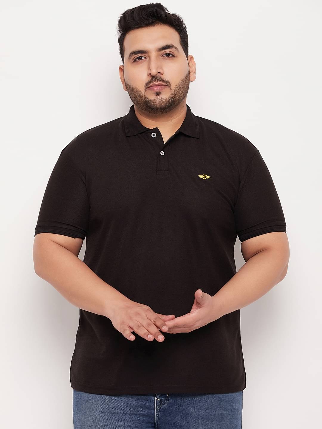     			GET GOLF Pack of 1 Cotton Blend Regular Fit Solid Half Sleeves Men's Polo T Shirt ( Black )