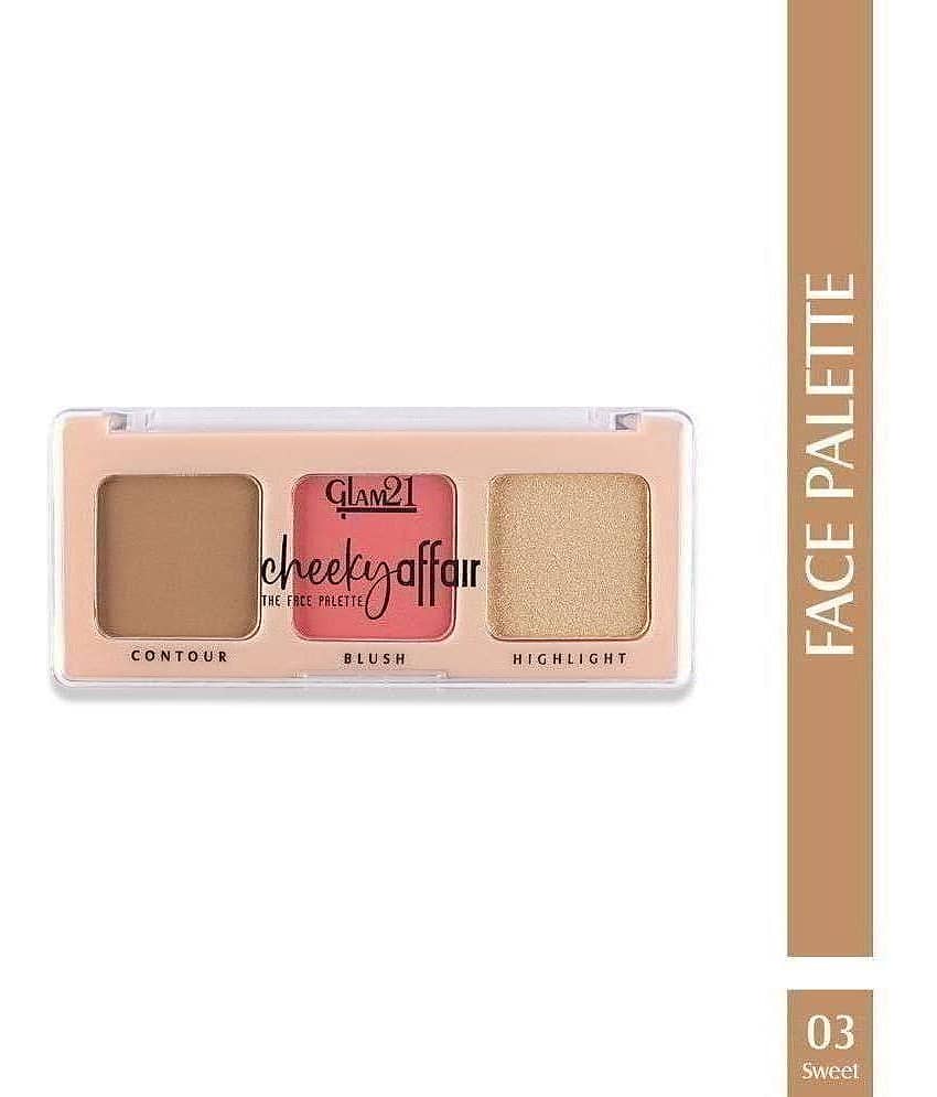 Glam21 Cheeky Affair Face Palette With 3 in 1 Contour, Blush & Highlighter Palette 8.6gm Sweet-03 - Makeup - Eyes | Buy online on ZillyBuy