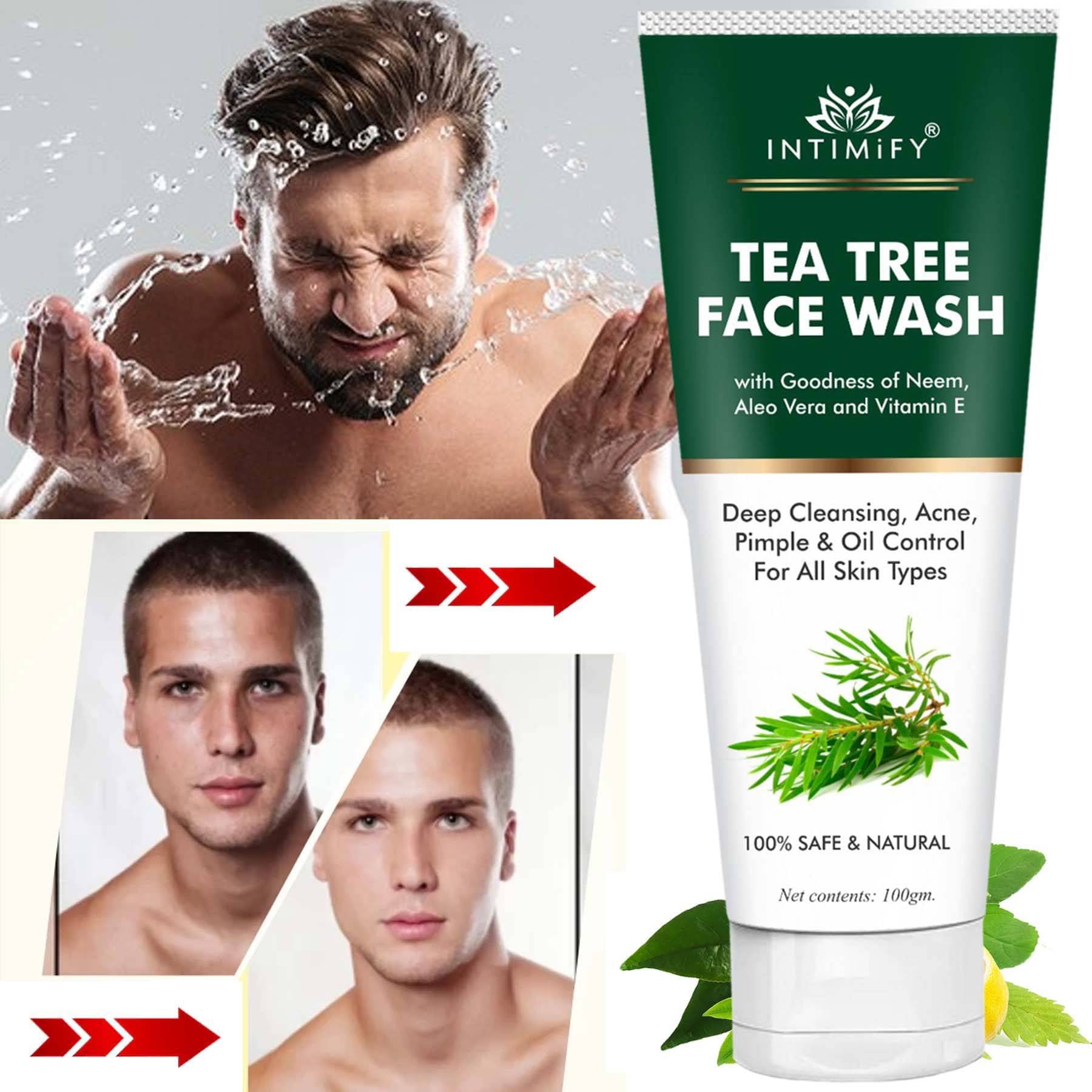 Intimify Tea Tree Face Wash, Brightening Face Wash, Oil Removal Face Wash, Face Wash 100 gms Intimify Tea Tree Face Wash, Brightening Face Wash, Oil Removal Face Wash, Face Wash 100 gms