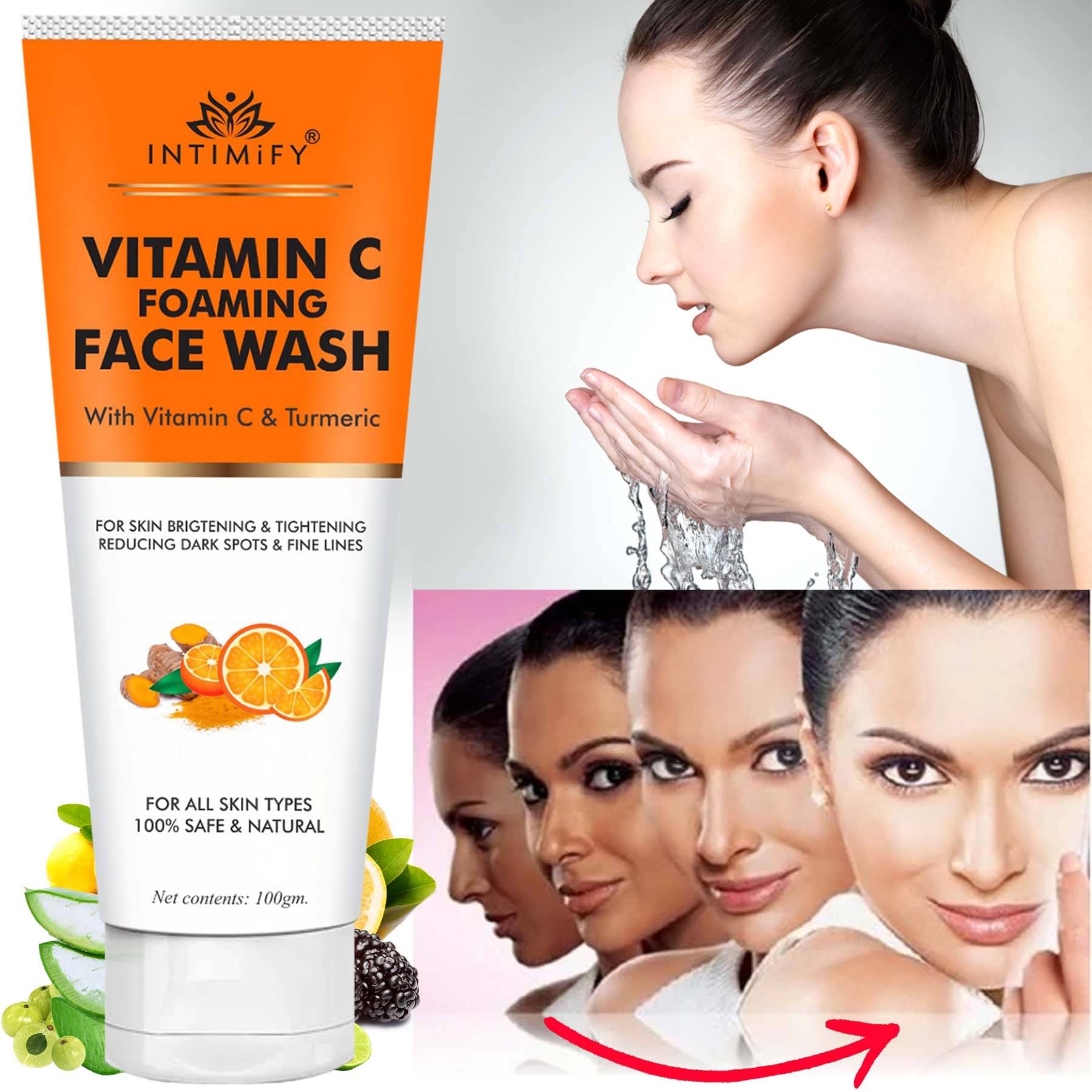Intimify Vitamin C Face Wash, Oil Removal Face Wash, Skin Brightening Face Wash, 100 Gms Intimify Vitamin C Face Wash, Oil Removal Face Wash, Skin Brightening Face Wash, 100 Gms
