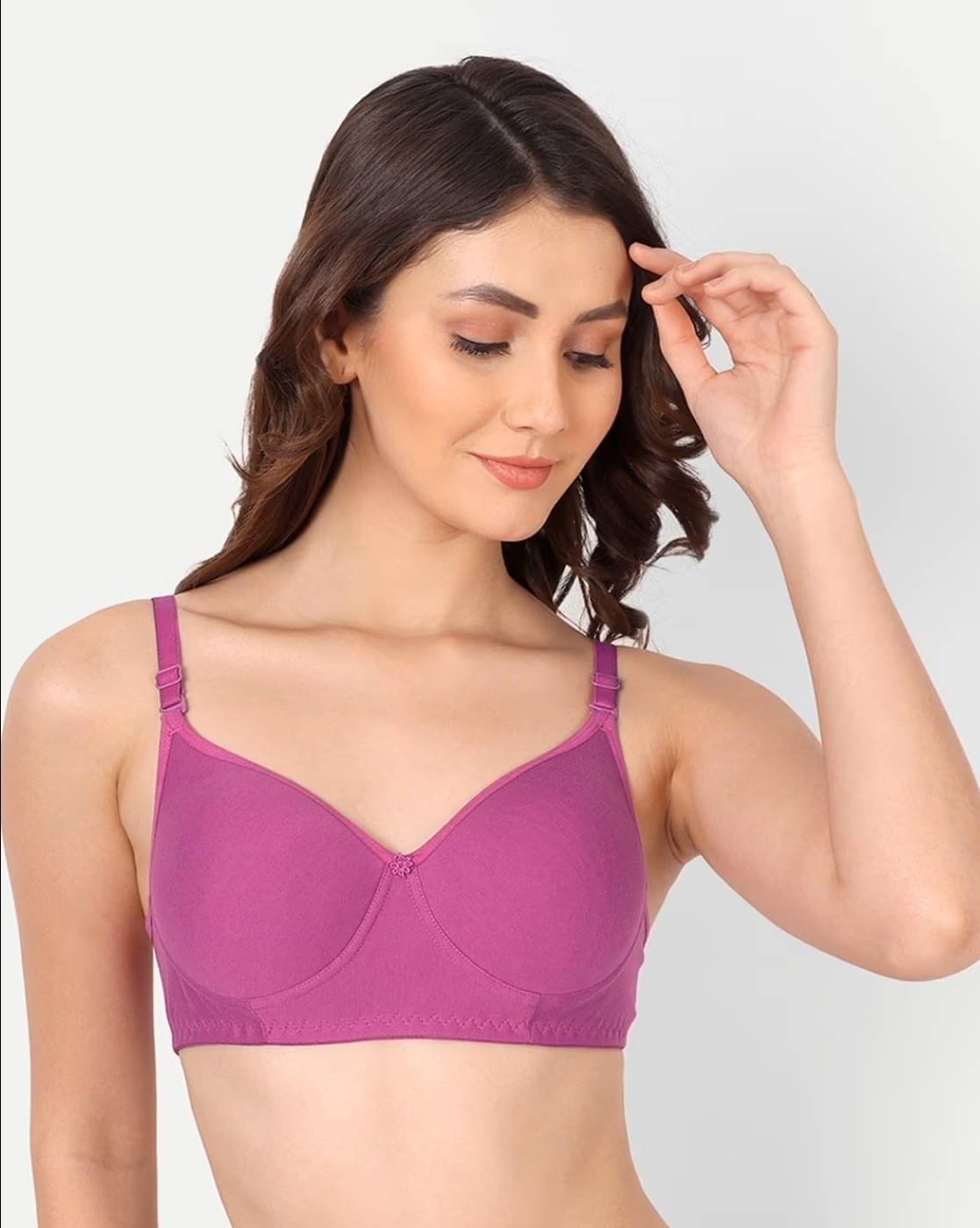     			LIONZY Cotton Blend Lightly Padded Women's T-Shirt Bra ( Maroon )