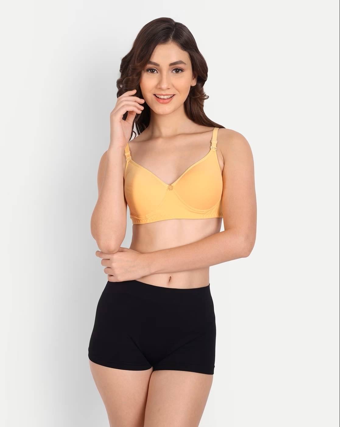     			LIONZY Cotton Blend Lightly Padded Women's T-Shirt Bra ( Yellow )