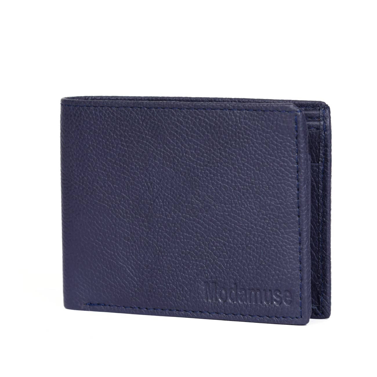 MODAMUSE Navy Blue Leather Men's Regular Wallet ( Pack of 1 ) - Handbags | Buy online on ZillyBuy