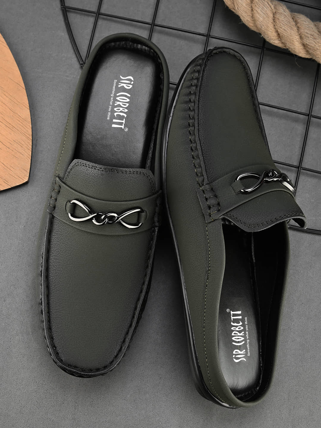 Sir Corbett Olive Men's Slip on - Formal Shoes | Buy online on ZillyBuy